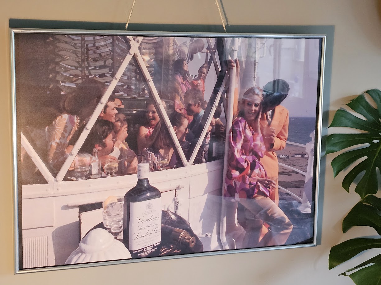 Gordon's gin lighthouse party - six couples having a drinks party, limited edition poster by Michael Joseph