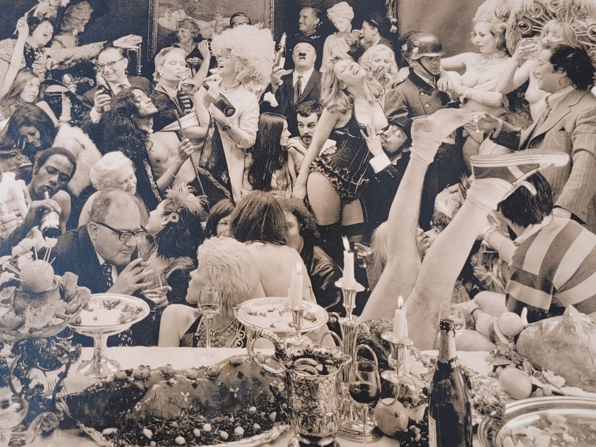 Fernet-Branca banquet group photo-shoot, sepia-toned Kodalith authentic darkroom print by Michael Joseph