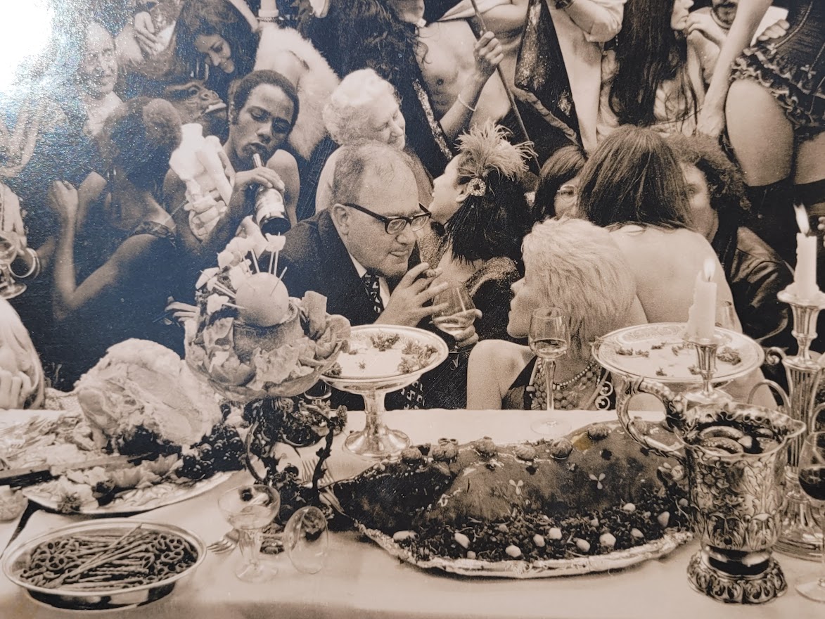 Fernet-Branca banquet group photo-shoot, sepia-toned Kodalith authentic darkroom print by Michael Joseph