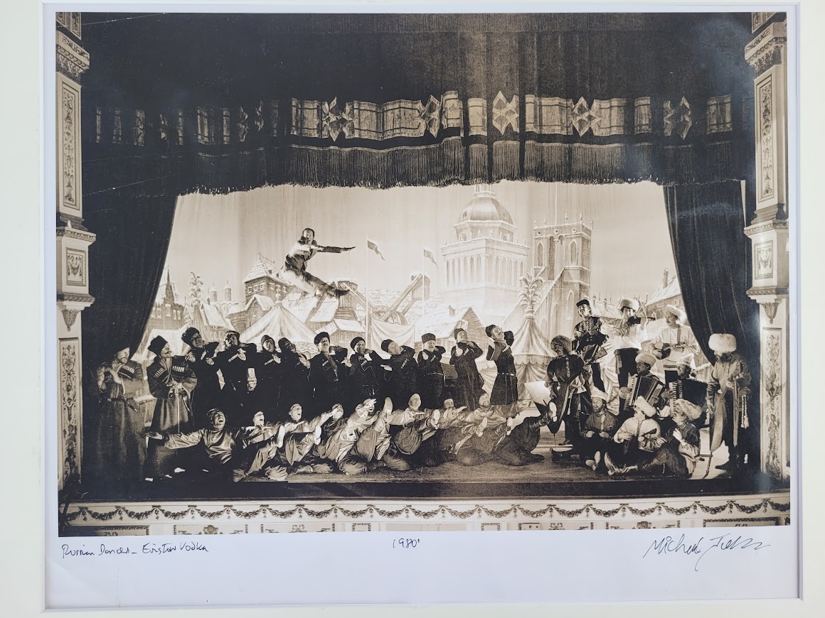 Eristow Vodka advert, russian dancers in the theatre test print, black and white by Michael Joseph