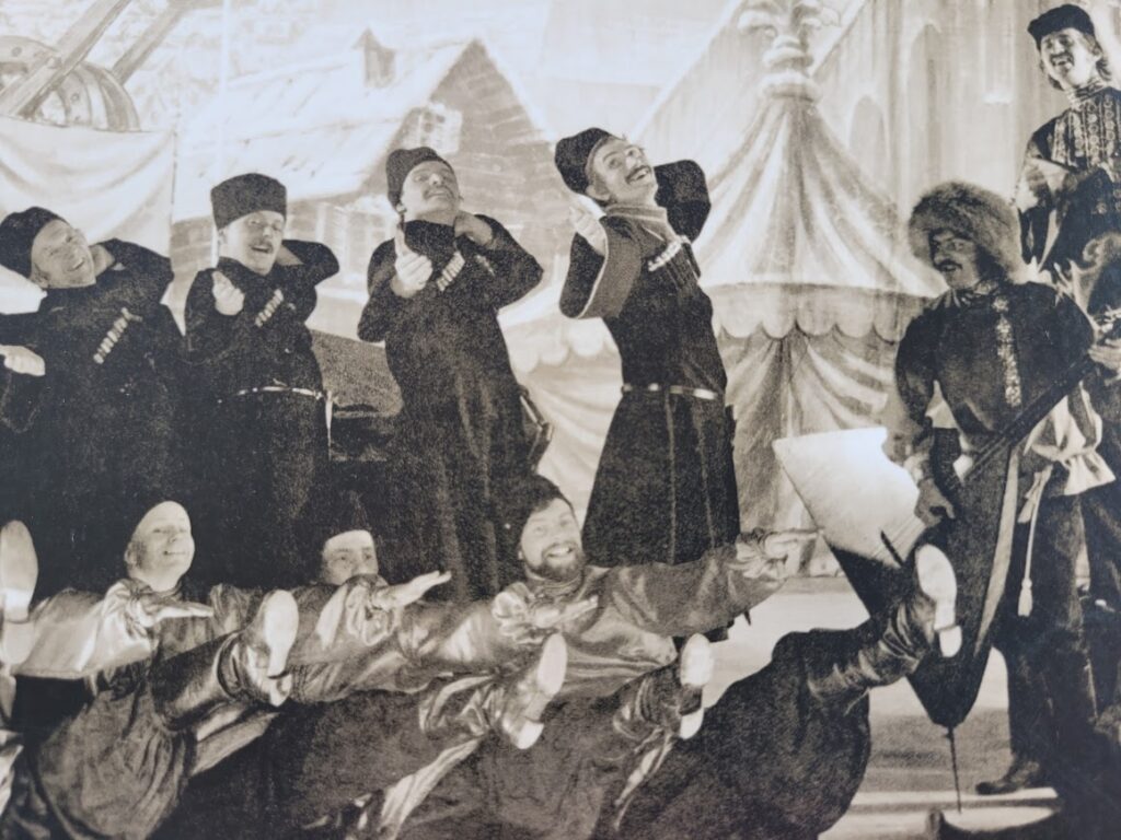 Eristow Vodka advert, russian dancers in the theatre test print, black and white by Michael Joseph