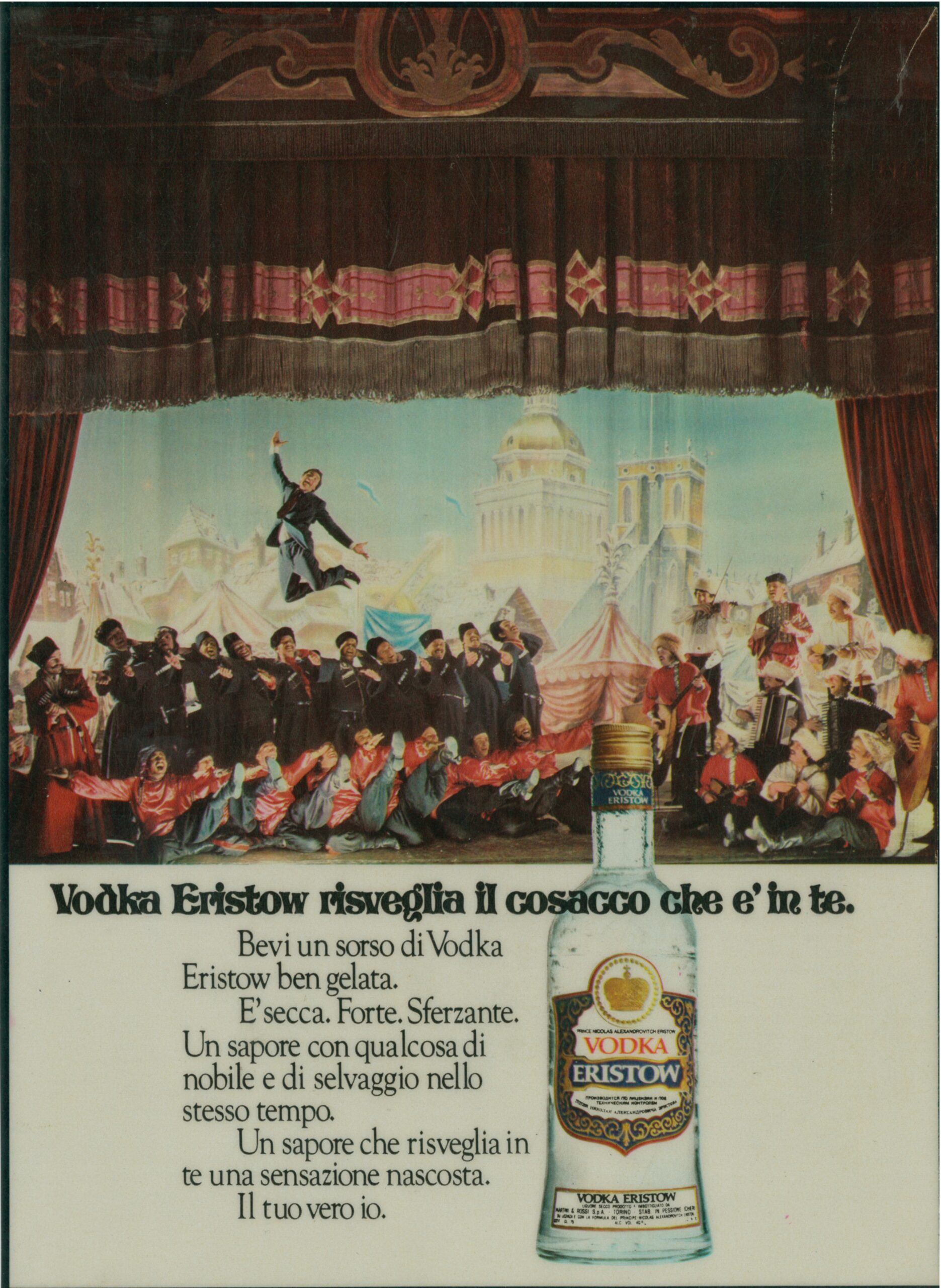 Eristow Vodka advert, russian dancers in the theatre test print, black and white by Michael Joseph