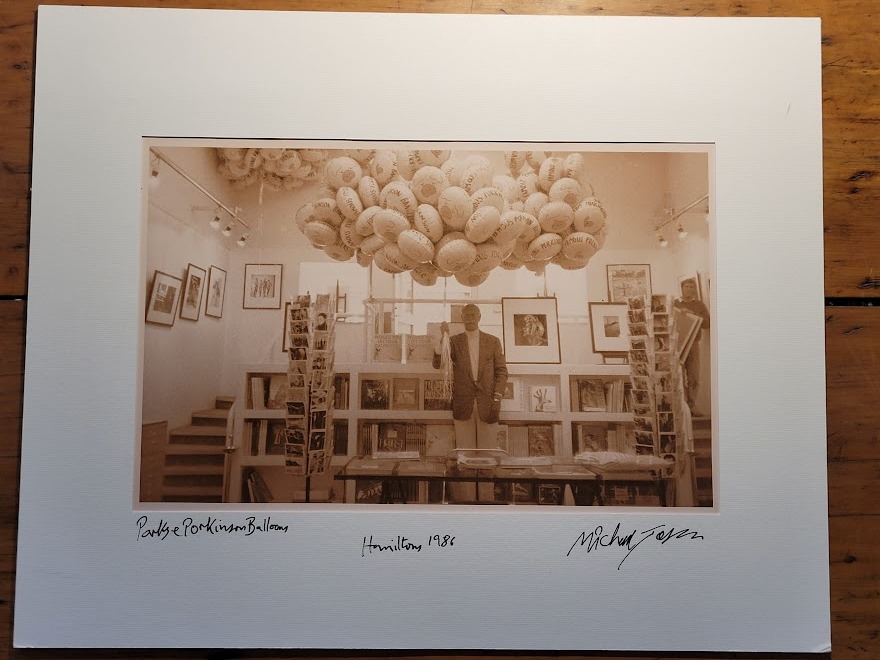 Norman's balloons - Parks in pink at the Porkinson sausages launch at Hamilton's Gallery London by Michael Joseph