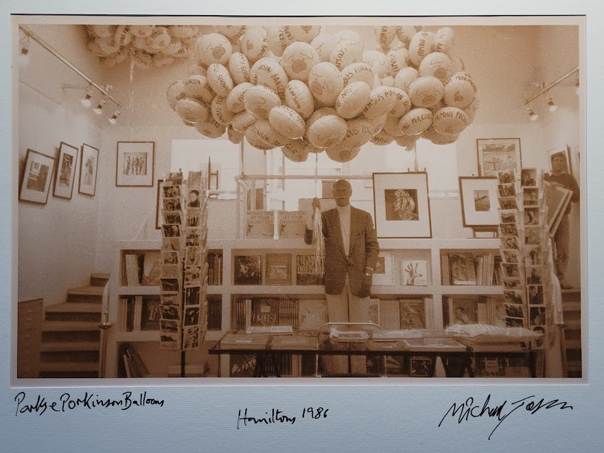 Norman's balloons - Parks in pink at the Porkinson sausages launch at Hamilton's Gallery London by Michael Joseph