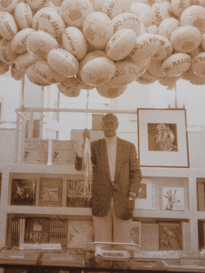 Norman's balloons - Parks in pink at the Porkinson sausages launch at Hamilton's Gallery London by Michael Joseph