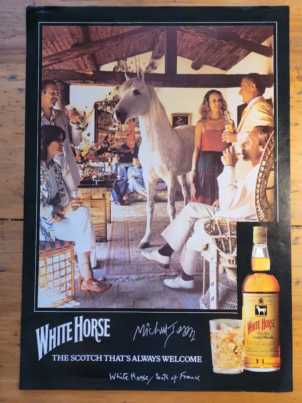 White Horse whisky advert, drinking in the clubhouse, the scotch that's always welcome - signed poster by Michael Joseph