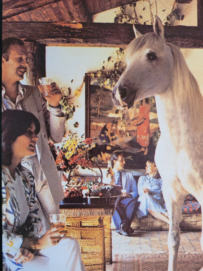 Publicité pour le whisky White Horse, dégustation au club-house – le scotch toujours le bienvenu – affiche signée par Michael Joseph.