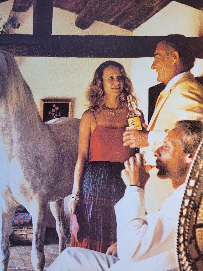 Publicité pour le whisky White Horse, dégustation au club-house – le scotch toujours le bienvenu – affiche signée par Michael Joseph.