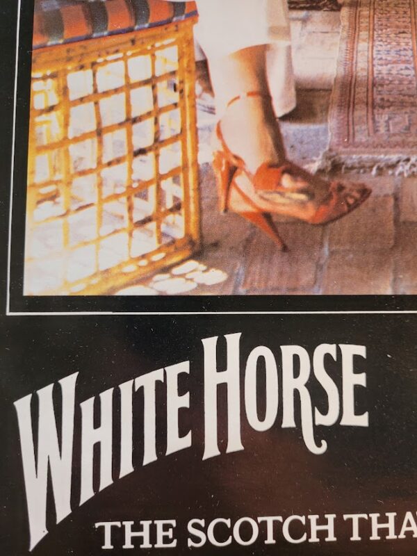 White Horse whisky advert, drinking in the clubhouse, the scotch that's always welcome - signed poster by Michael Joseph