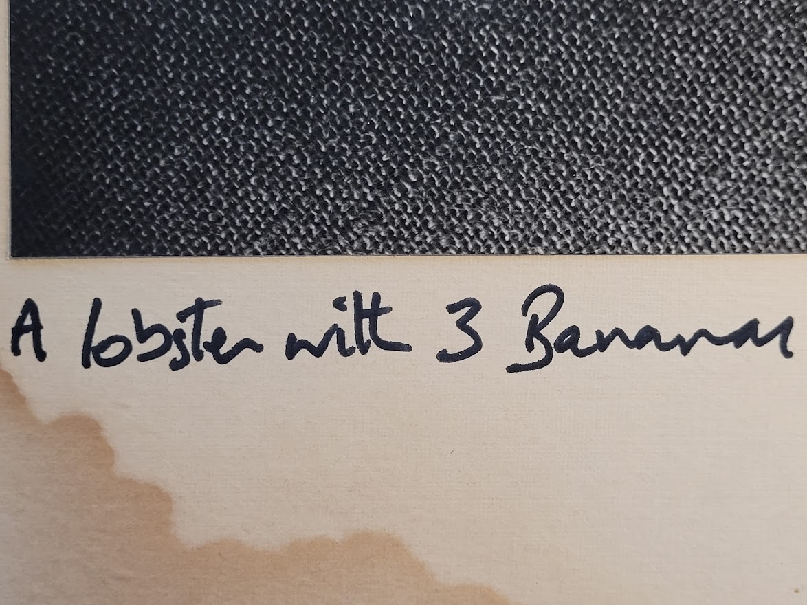 Un homard et trois bananes (tirage authentique noir et blanc réalisé en chambre noire) par Michael Joseph