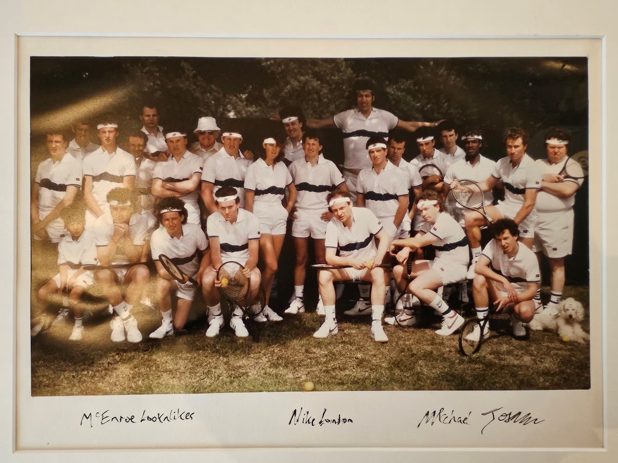 Nike McEnroe lookalike advertisement, "Now anyone can look like McEnroe" one-off colour print by Michael Joseph