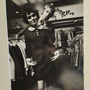 Stereotypical sixties shoppers in shop in Carnaby Street, London in the sixties, test print by Michael Joseph
