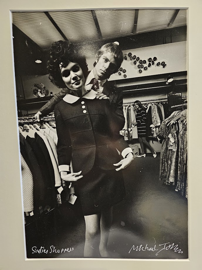 Stereotypical sixties shoppers in shop in Carnaby Street, London in the sixties, test print by Michael Joseph