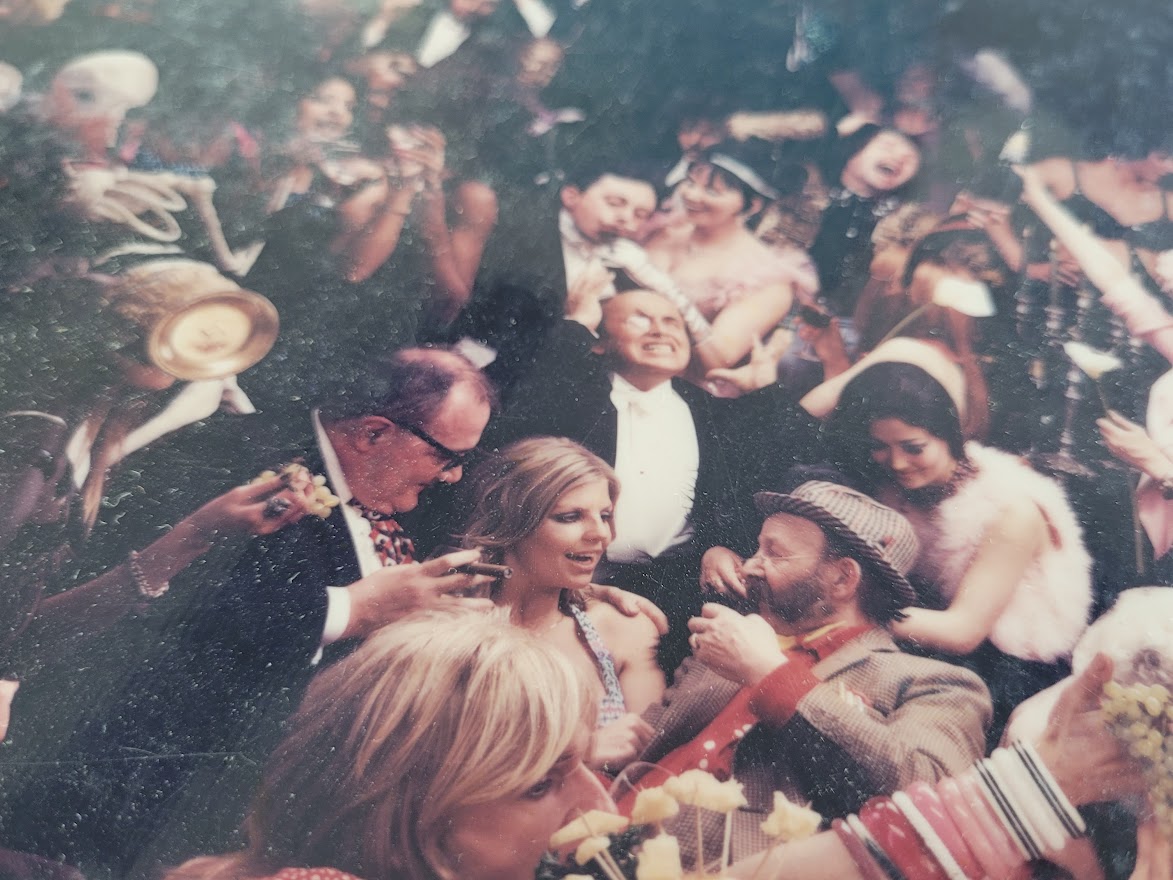 Fernet-Branca orgie group photoshoot, banquet with sixty people having a really great time, by Michael Joseph