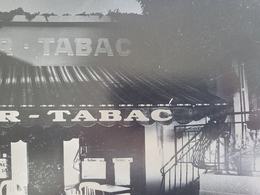 Bar tabac, arty print poetic version of a french cafe by Michael Joseph