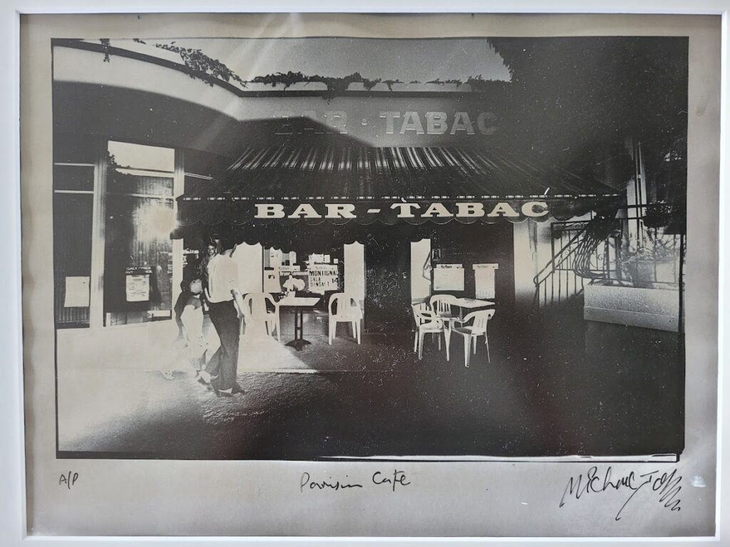 Bar tabac, arty print poetic version of a french cafe by Michael Joseph