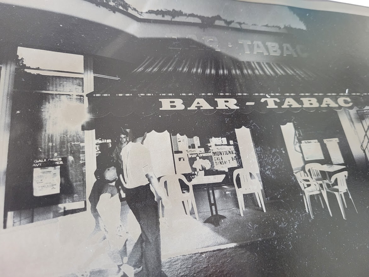 Bar tabac, arty print poetic version of a french cafe by Michael Joseph