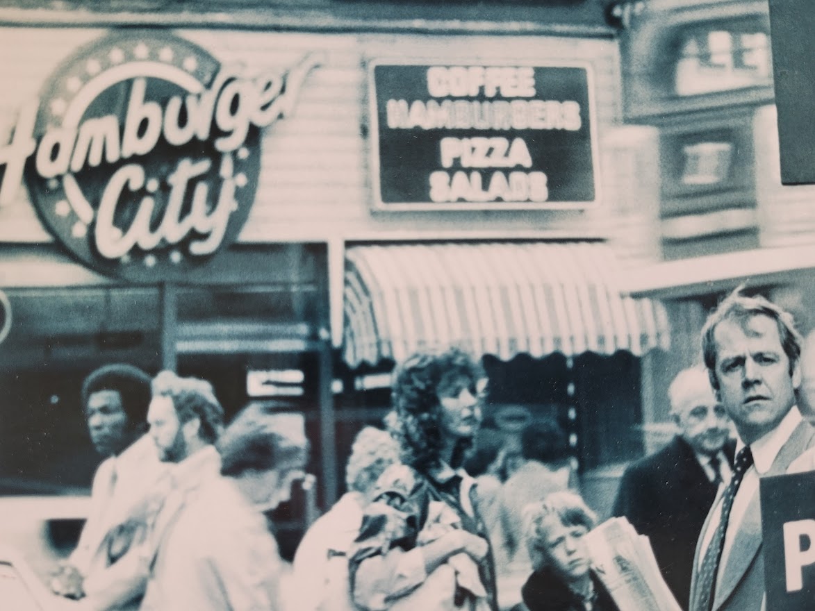 The end is nigh - prepare to meet thy doom, unusual sixties street scene by Michael Joseph