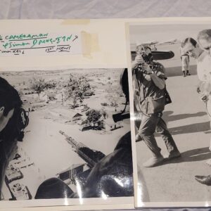 South Vietnam, reporters at airport and gun poised in helicopter, photos by Michael Joseph