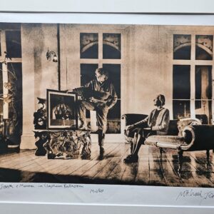 Michael with his mother in the ballroom with a portrait of his family, Kodalith test print by Michael Joseph