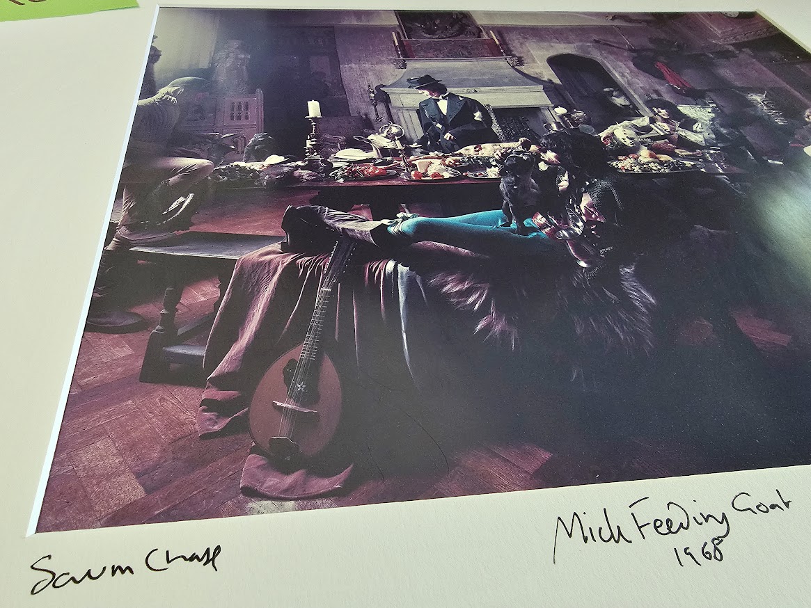 Mick Feeding Goat - Beggar's Banquet photo-shoot from 7th June 1968, featuring all of the Rolling Stones, by Michael Joseph