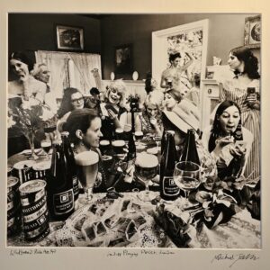 Hen bash for Whitbread, girls' poker party, black and white test print by Michael Joseph