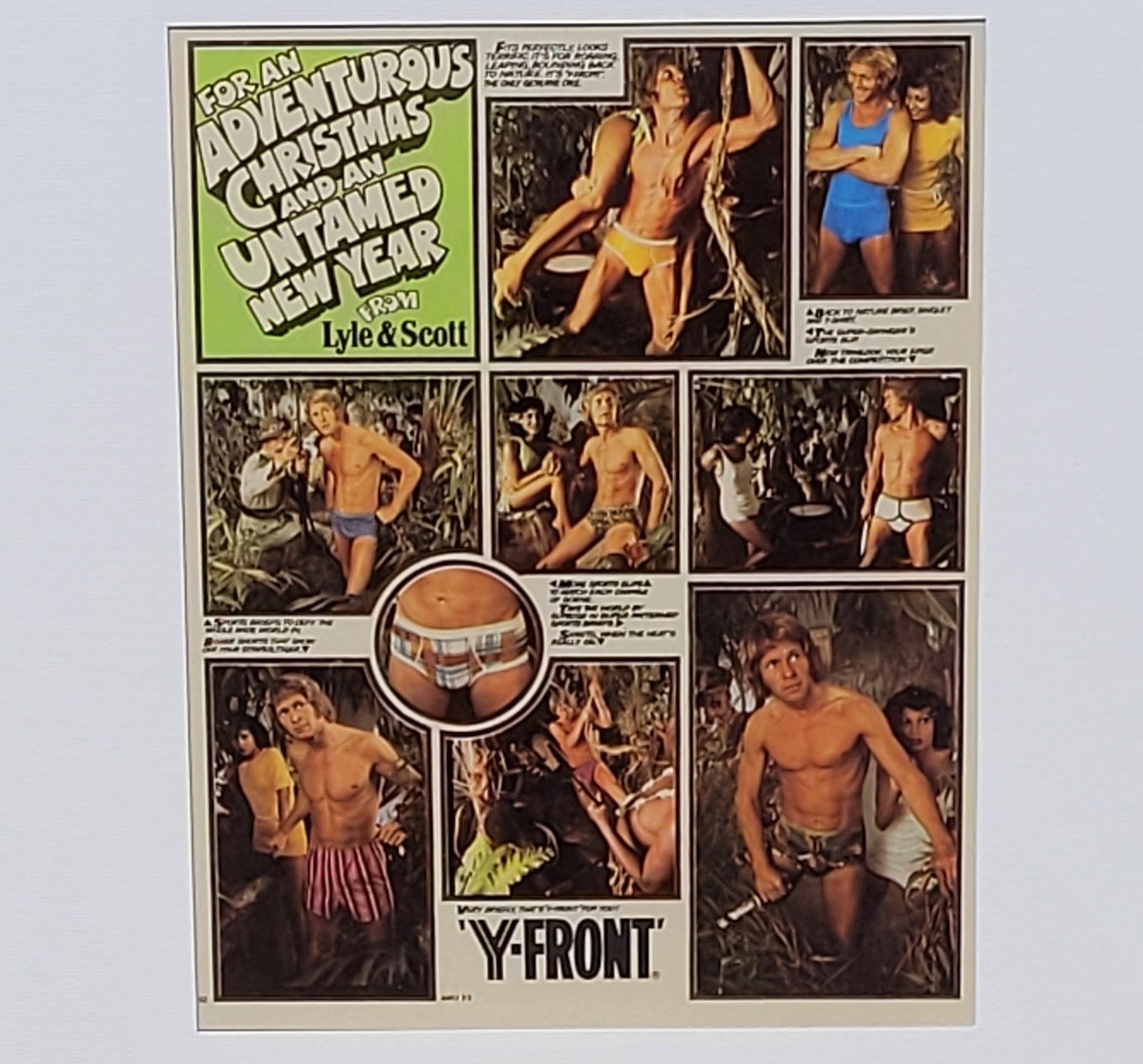 Lyle Scott Y-Front advert, a funny underwear comic strip advertisement from the sixties, sexy in his undies by Michael Joseph