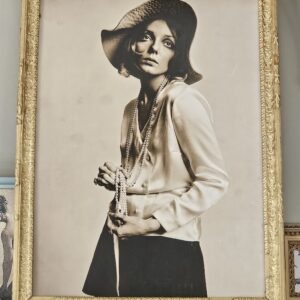 Daydreaming lady with floppy hat - stereotypical sixties female model test print by Michael Joseph