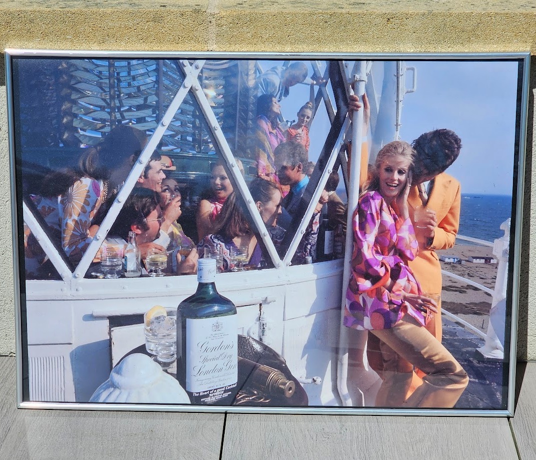 Gordon's gin lighthouse party - six couples having a drinks party, limited edition poster by Michael Joseph