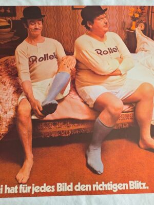 Laurel & Hardy - Rollei Campagne , 1974 (sosies) - affiche double face, photo par Michael Joseph