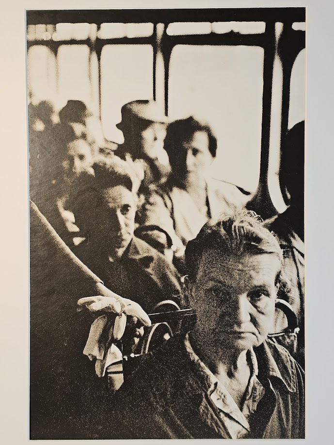 Pensive women on bus, grainy test print from the sixties by Michael Joseph