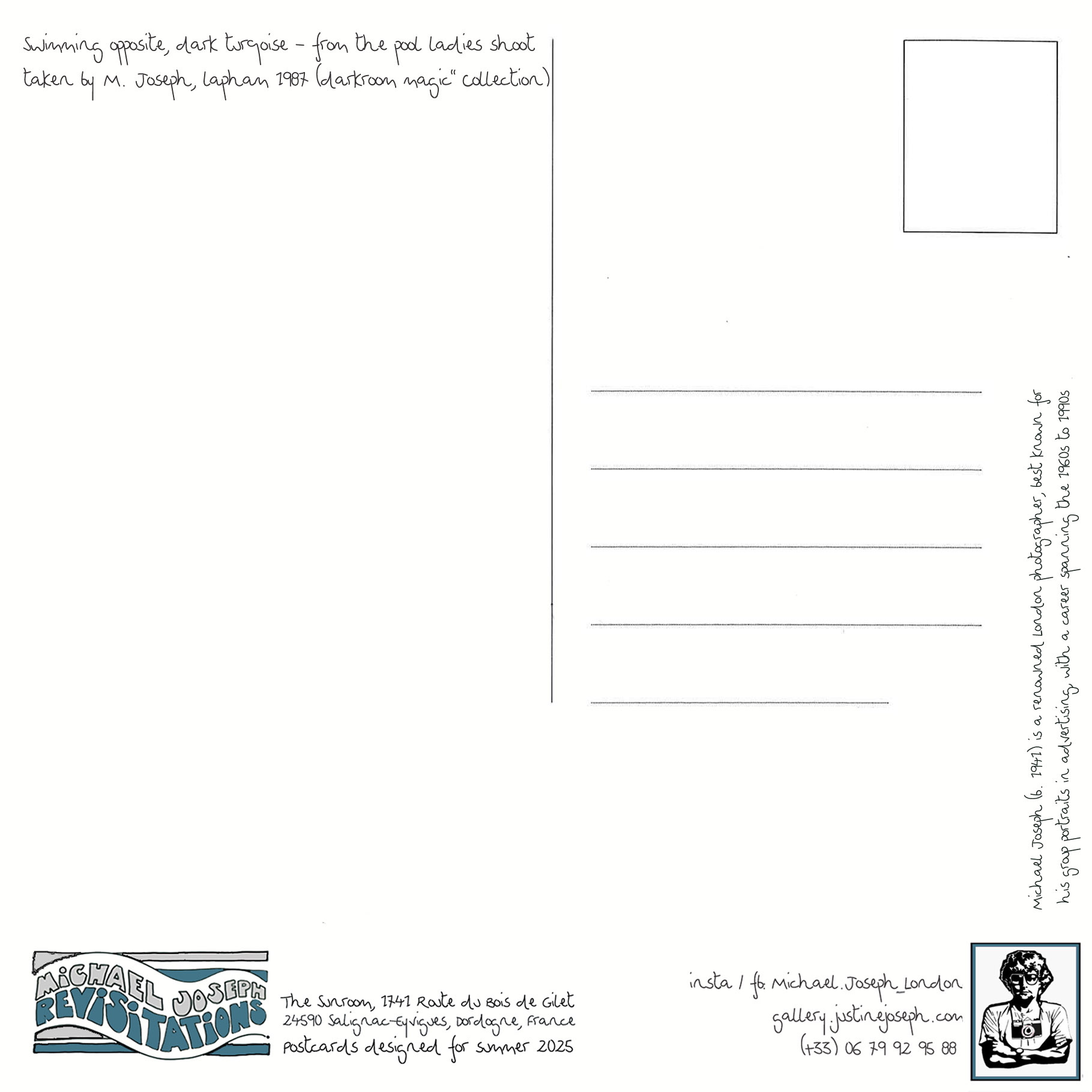 "Blue Swimming Opposite" Carte postale de Michael Joseph