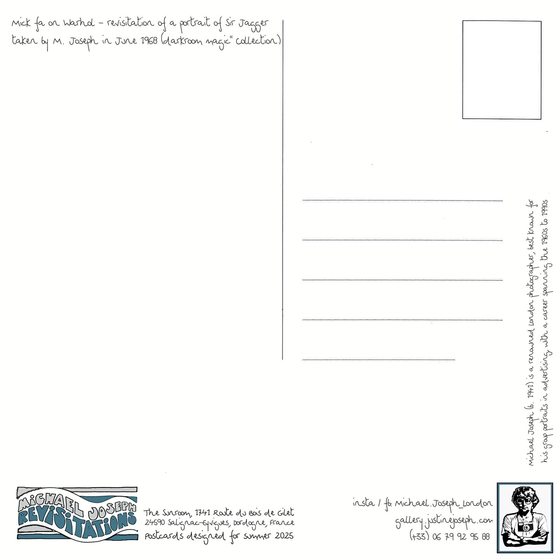 "Jagger en Six Couleurs" Carte Postale de Michael Joseph