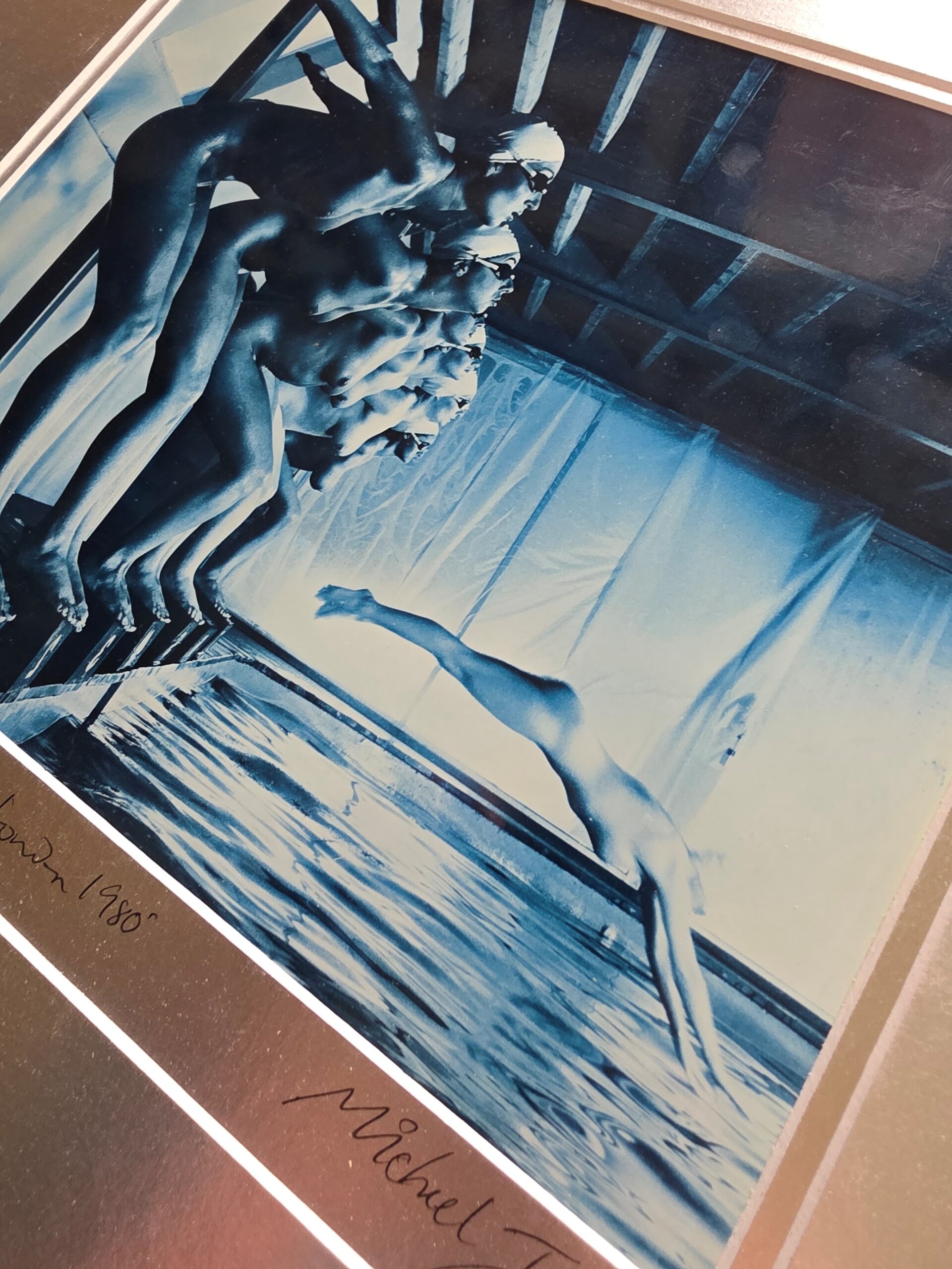 False Start, inverted blue edition, Pool Ladies Playboy US adult TV channel, False Start inverted blue-toned darkroom print by Michael Joseph