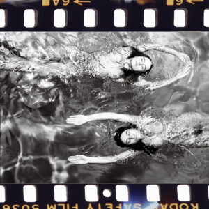 "Swimming Opposite" noir et blanc, Carte postale de Michael Joseph