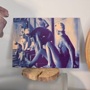 Chilling Between Takes naked, gloss finish blue-toned - pool ladies on aluminium, photo by Michael Joseph