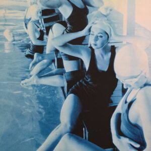 Between takes - pool ladies photo-shoot - framed darkroom print
