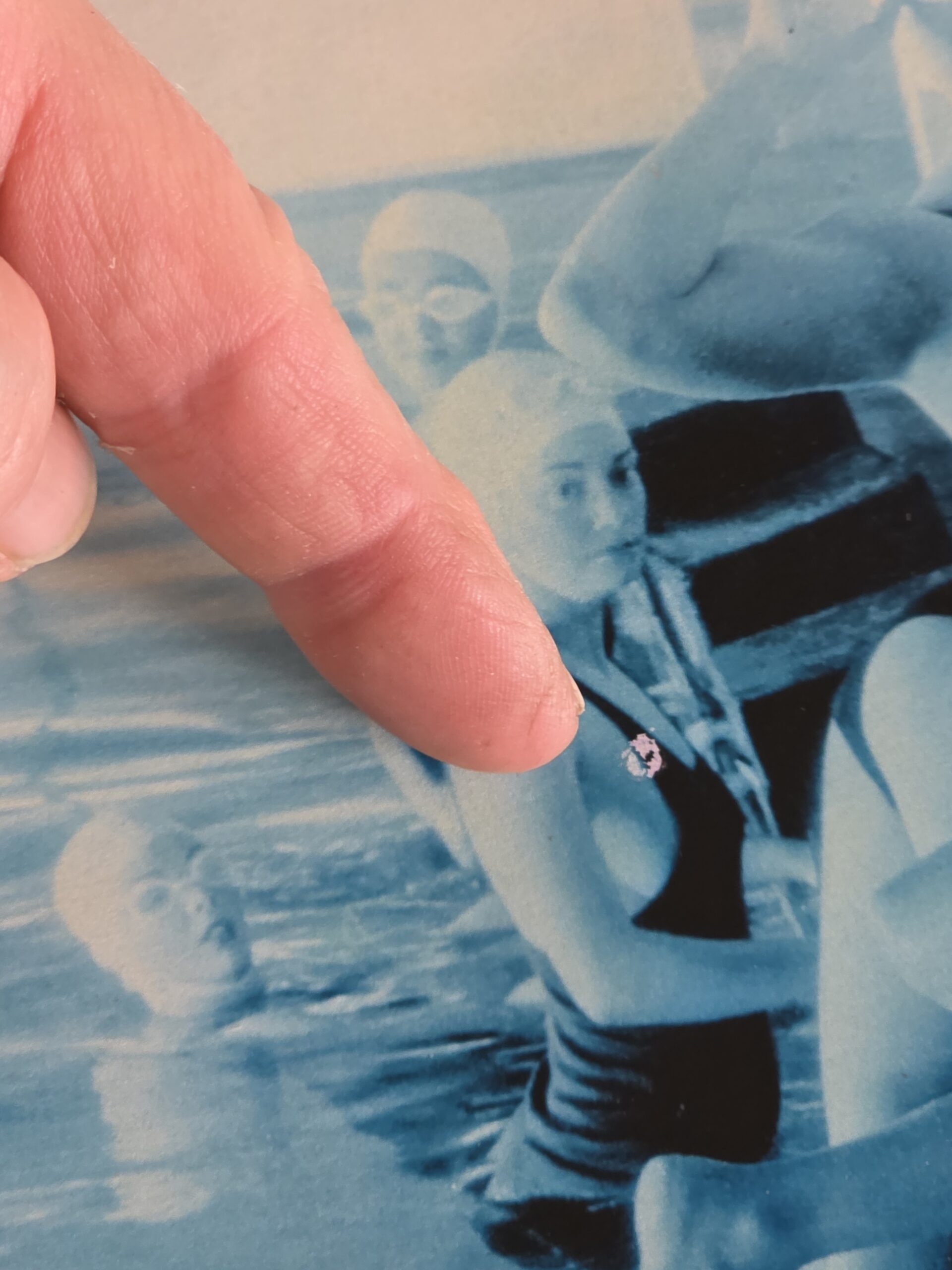 Between takes - pool ladies photo-shoot - framed darkroom print