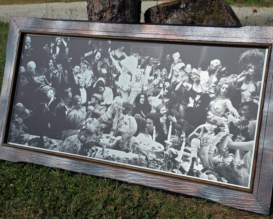 Fernet Branca Judy Eating Grapes - Black and White on aluminium, photo by Michael Joseph
