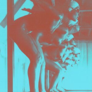 Ready to dive, gloss finish, blue, print on aluminium, photo by Michael Joseph