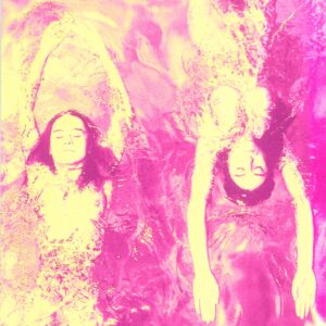 Swimming opposite, pinky - yellowy, pool ladies print on aluminium, gloss finish photo by Michael Joseph