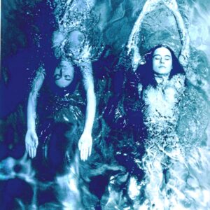 Swimming opposite, blue, pool ladies print on aluminium, gloss finish photo by Michael Joseph