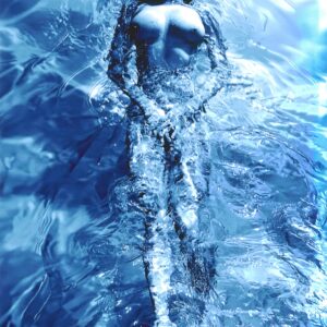 Solo swimmer - Pool ladies photoshoot - small format on aluminium, gloss finish, by Michael Joseph