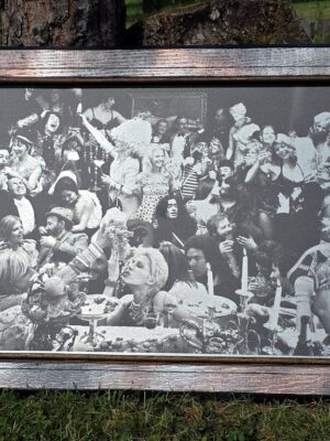 Fernet Branca Judy Eating Grapes - Black and White on aluminium, photo by Michael Joseph