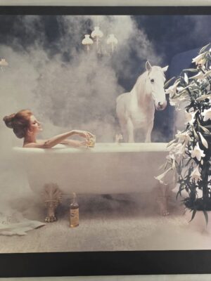 Girl in bath with White Horse behind, print on aluminium, Michael Joseph