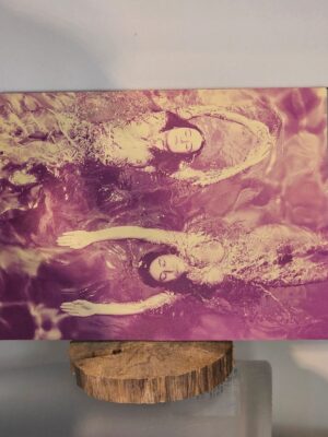 Swimming opposite, soft violet edition, pool ladies print on aluminium, matt finish photo by Michael Joseph