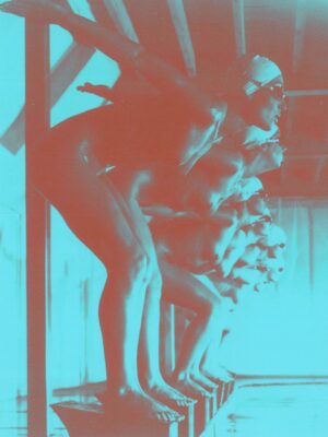 Ready to dive, gloss finish, blue, print on aluminium, photo by Michael Joseph
