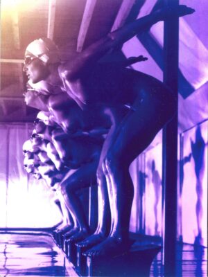 Ready to dive, gloss finish, purple, print on aluminium, photo by Michael Joseph