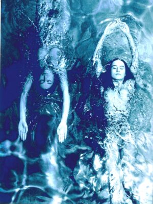 Swimming opposite, blue, pool ladies print on aluminium, gloss finish photo by Michael Joseph