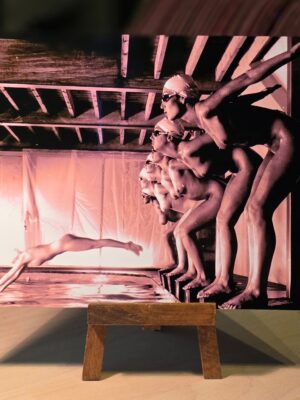 False start, gloss finish, pinkey-red print on aluminium, photo by Michael Joseph